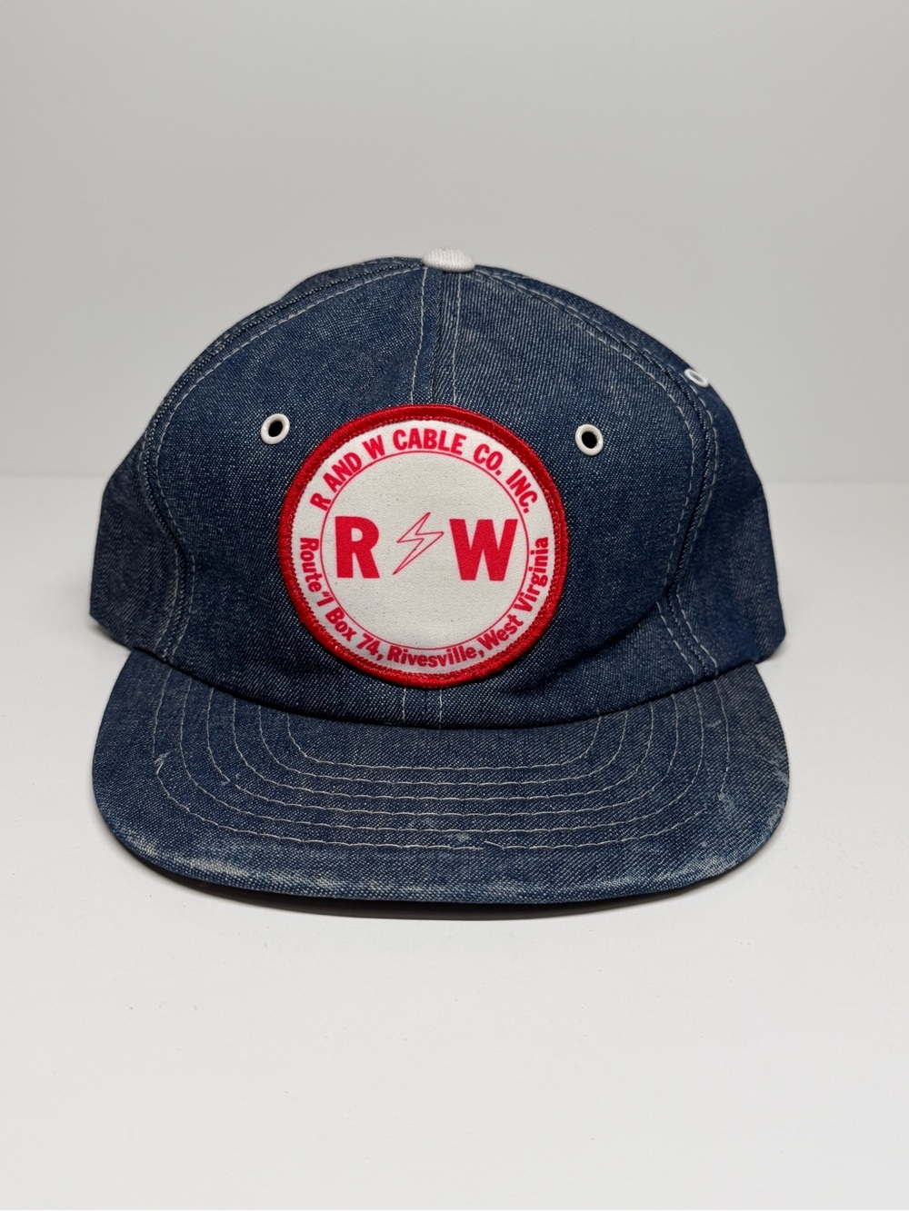 Vintage R&W Cable Co. Denim 6 Panel Snapback Hat Cardinal Cap Co Size M/L Unworn